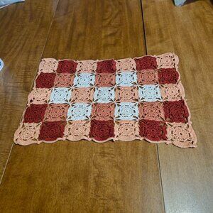 Doily Maroon Pink White Handmade Handcrafted